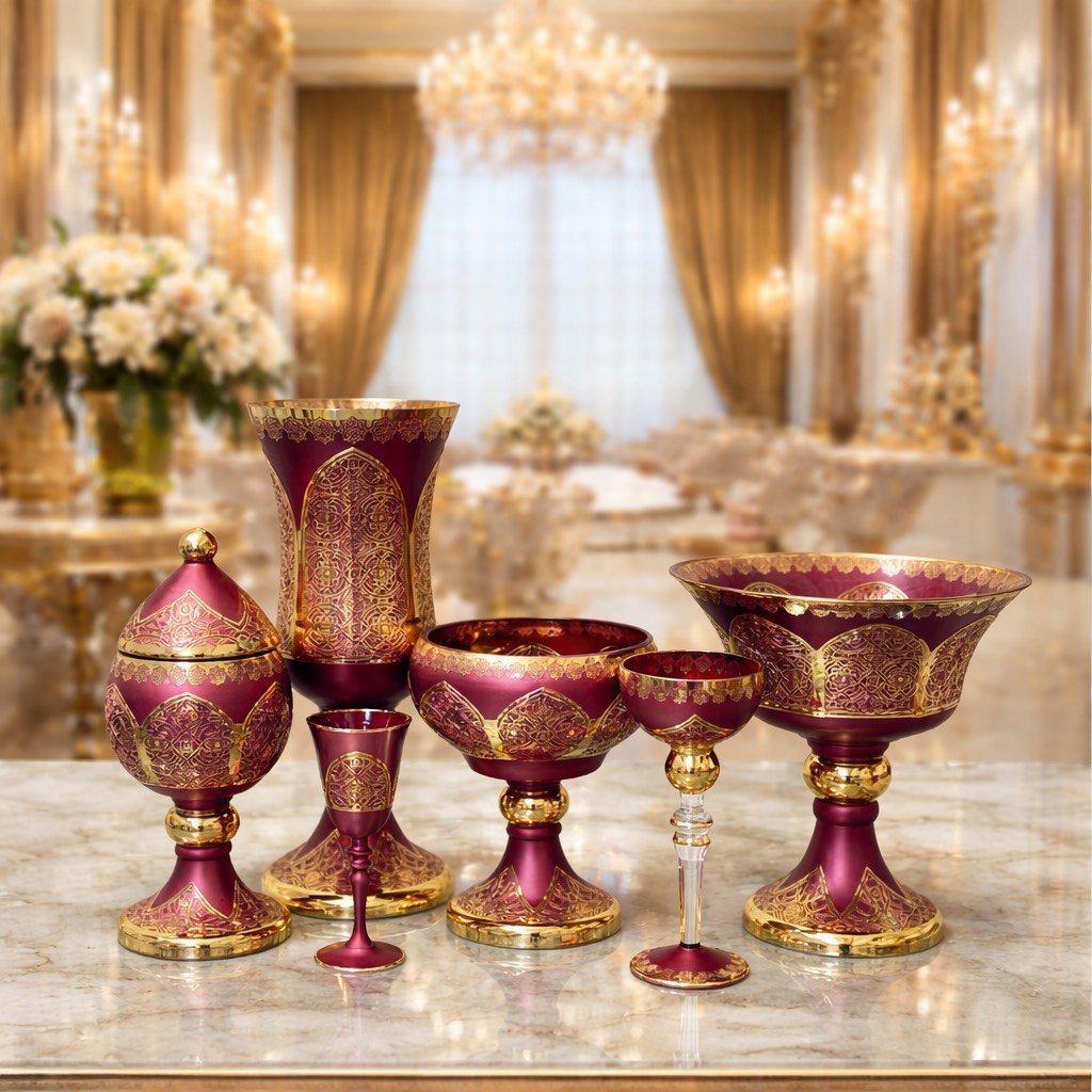 nazperver bordo altın 6 prç NAZPERVER BORDO ALTIN 6 PARÇA SET - Görsel 1